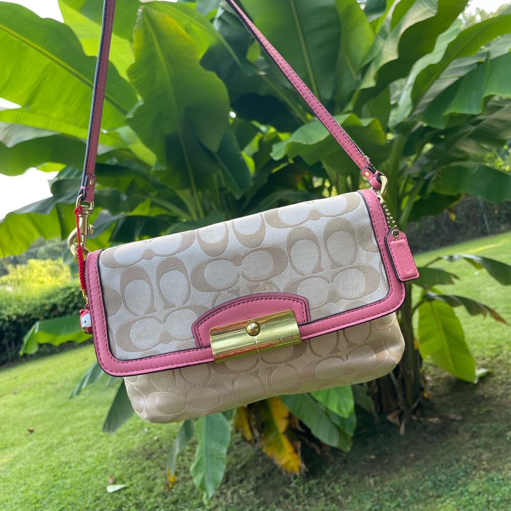 Coach Beige and Pink Shoulder Bag